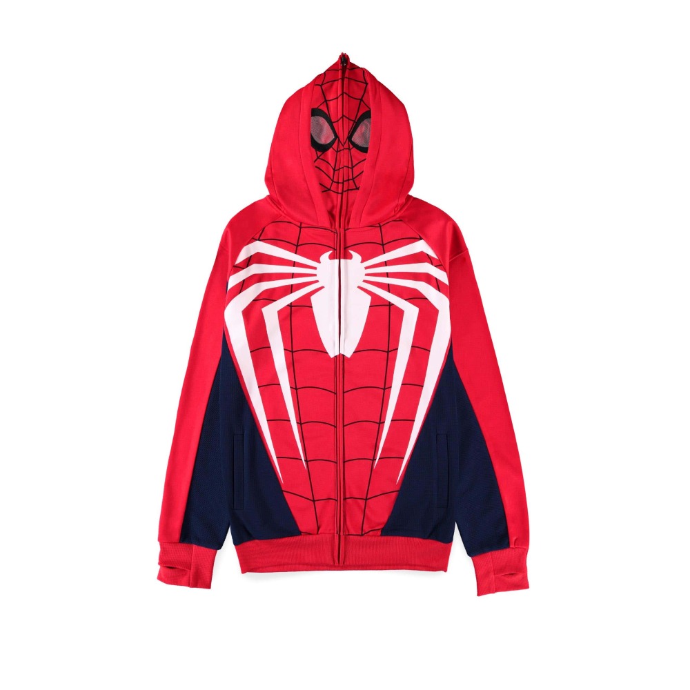 Marvel SpiderMan - Full zip novelty hoodie with face mask Zip hoodie - Red